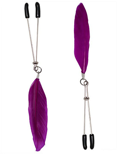 Зажимы для груди с фиолетовыми пёрышками Eroticon P3341PUR