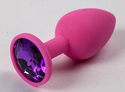 Розовая анальная пробка с фиолетовым кристаллом 4sexdreaM 47119-2 (9,5 см)
