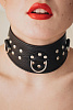Чёрный кожаный ошейник для эротических игр БДСМ арсенал 55025