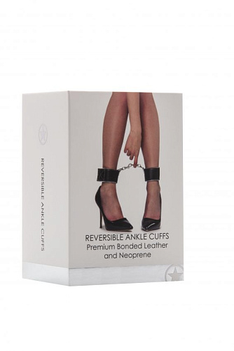 Чёрно-белые двусторонние оковы на ноги Reversible Ankle Cuffs Shots Media BV OU190WHT