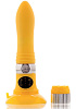 Жёлтый водонепроницаемый вибратор на присоске со сменной панелью управления Sexus Funny Five 931009-8 (19 см)