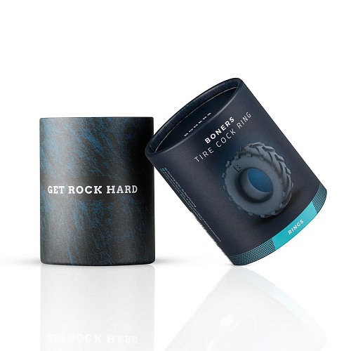 Темно-серое эрекционное кольцо в виде шины с высоким протектором EDC Wholesale BON005