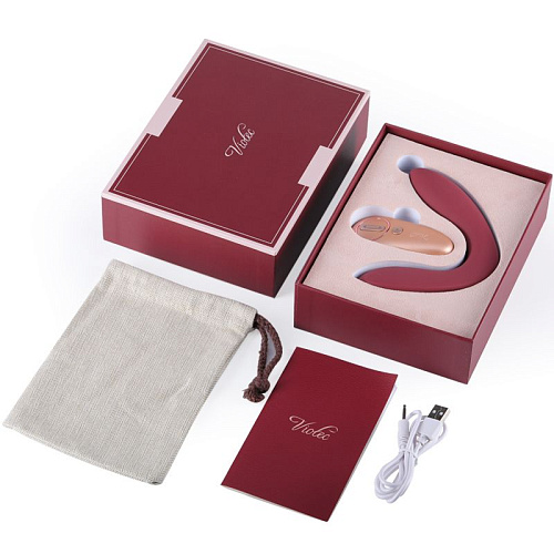 Малиновый вибромассажёр с пультом ДУ Viotec HERCULES 1813P1