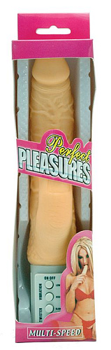 Телесный вибратор во встроенным пультом и клиторальным пальцем Seven Creations 220TH-BX (17 см)