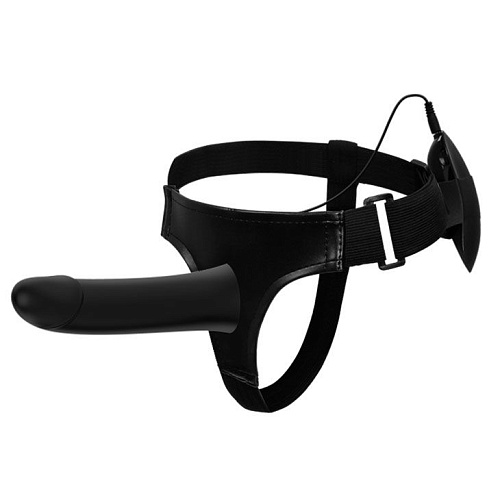 Полый страпон с вибрацией в чёрном цвете Baile Vito BW-022055