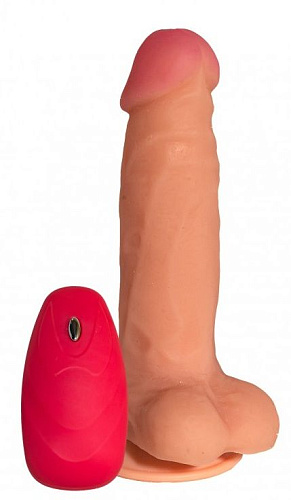 Телесный реалистичный вибратор с пультом Сумерки богов №72 3204-72 BX DD (17,5 см)