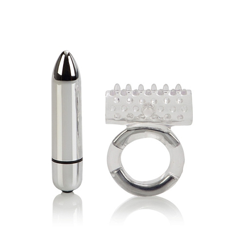 Прозрачное эрекционное кольцо с вибрацией California Exotic Novelties Support Plus Pleasure PointSE-1466-10-3