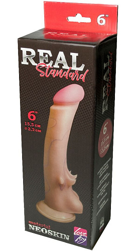 Телесный фаллоимитатор на присоске LOVETOY (А-Полимер) REAL Standard 015003 (15,5 см)