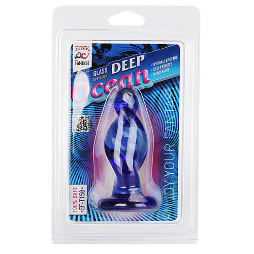 Синяя стеклянная анальная пробка спиральной формы Erotic Fantasy Deep Ocean EF-T158 (10 см)
