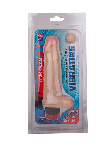 Вибратор с мошонкой и розовой головкой телесного цвета LOVETOY (А-Полимер) Android Style 001302 (17,5 см)