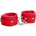 Красные наручи Shots Media BV Plush Leather Hand Cuffs OU267RED