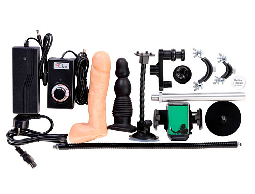 Чёрная секс-машина с фаллической насадкой телесного цвета MyWorld - DIVA Motion 913543