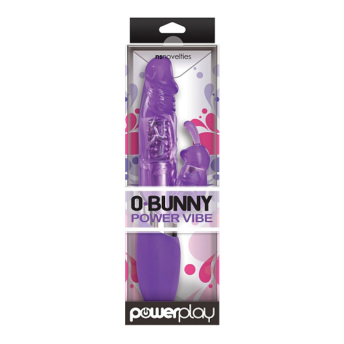 Фиолетовый вибратор с вращением бусин и клиторальным зайчиком NS Novelties Power Play O-Bunny NSN-0316-15 (21,5 см)