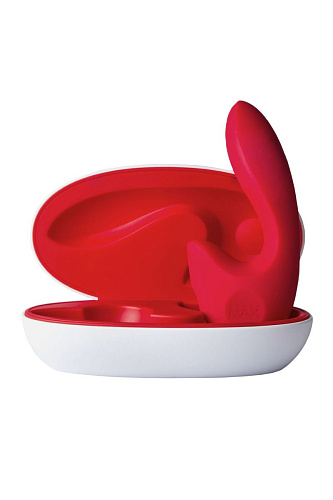 Красный вибратор с клиторальным отростком Sense Max SVW (16 см)