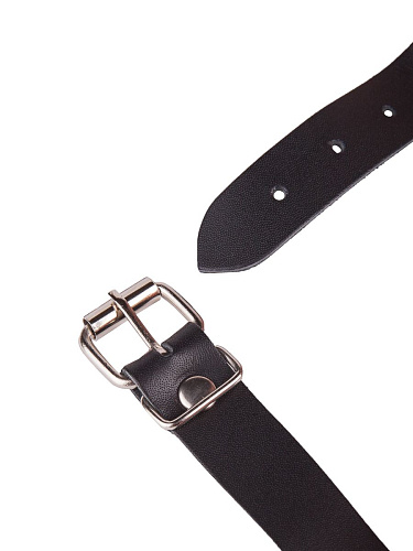 Чёрный кляп-шар на кожаных ремешках с пряжкой Sitabella 3006-1