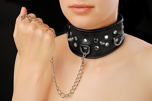 Чёрный ошейник из кожи Sitabella 3118-1