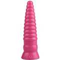 Розовая рельефная коническая анальная втулка Сумерки богов 1017-25 BX DD (22,5 см)
