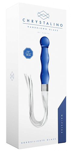 Синий анальный стимулятор-плеть с белыми хвостами Shots Media BV Whipster CHR019BLU