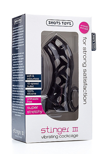 Чёрная сбруя на пенис с вибрацией Shots Media BV Stinger III SHT226BLK (13,5 см)