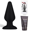 Силиконовый анальный плаг и анальный лубрикант на водной основе Hustler Smart Set №17