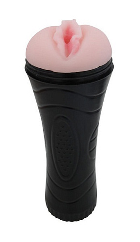 Мастурбатор-вагина телесного цвета в черной тубе без вибрации Bior toys EE-10114