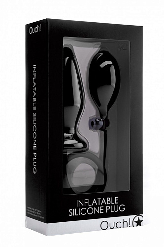 Чёрный анальный стимулятор с грушей Shots Media BV OUCH! OU090BLK (14 см)