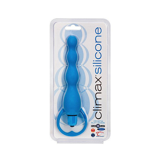 Анальная голубая ёлочка с вибрацией Topco Sales Climax Silicone Vibrating Bum Beads 1071017 (16 см)