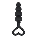 Чёрный силиконовый стимулятор-ёлочка с сердечком-ограничителем Bior toys SEM-55022 (11 см)