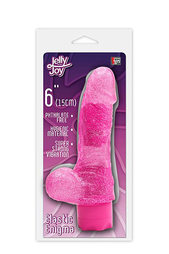 Розовый водонепроницаемый вибратор Dream Toys JELLY JOY ELASTIC ENIGMA MULTISPEED VIBE 21142 (15 см)