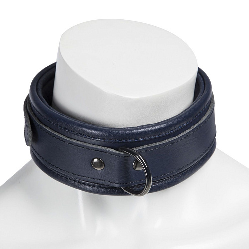 Тёмно-синий кожаный ошейник с поводком Fifty Shades of Grey DARKER LIMITED COLLECTION COLLAR CHAIN FS-65095