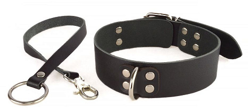Чёрный ошейник с поводком Sitabella «Новичок» 3358-1