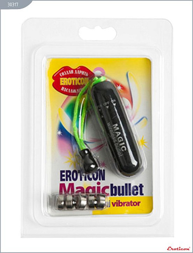 Чёрная вибропуля со шнурком Eroticon 30317 (7 см)