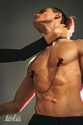 Чёрные зажимы на соски с цепочкой Lola toys Desire 1137-01lola