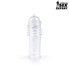Закрытая прозрачная насадка на пенис с шипиками и ребрышками Bior toys SEM-55202 (12 см)