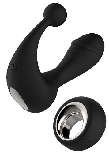 Чёрный вибромассажёр со стимулятором клитора Dream Toys HELIOS REMOTE 21617