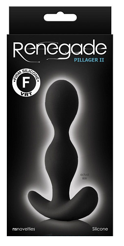 Чёрная силиконовая анальная пробка-ёлочка NS Novelties Pillager II NSN-1106-63 (12,4 см)