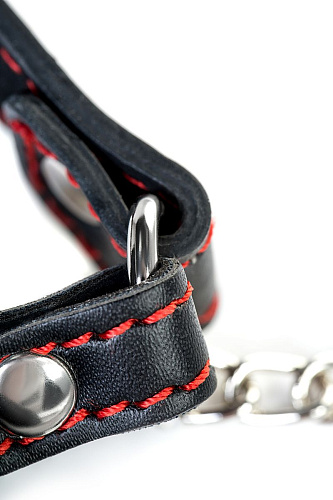 Красный кляп-трензель в виде косточки с зажимами для сосков ToyFa Theatre 708027