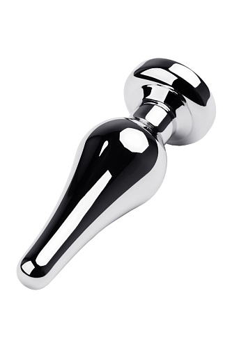 Серебристая удлиненная коническая анальная пробка с красным кристаллом ToyFa 717049-9 (10 см)