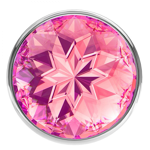 Малая серебристая анальная пробка с розовым кристаллом Lola toys Diamond Pink Sparkle Small 4009-03Lola (7 см)