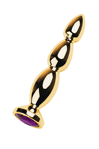 Золотистый анальный стимулятор с фиолетовым кристаллом ToyFa 717042-4 (14 см)