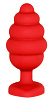 Красная анальная пробка Shots Media BV Regular Ribbed Diamond Heart Plug OU457RED (7 см)
