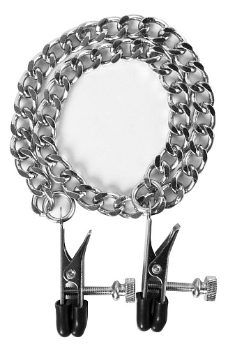 Серебристые регулируемые зажимы на соски с цепочкой Blush Novelties Flat Nipple Screw 520060