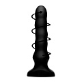 Чёрный вибратор с волнообразным движением XR Brands Silicone Vibrating Squirming Plug with Remote Control AF947 (19,5 см)