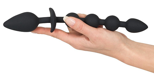 Чёрная анальная цепочка с рукоятью в виде пробки Orion 05331650000