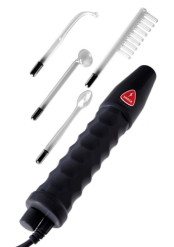 Чёрный электростимулятор с различными насадками для воздействия на эрогенные зоны Pipedream PD3725-00