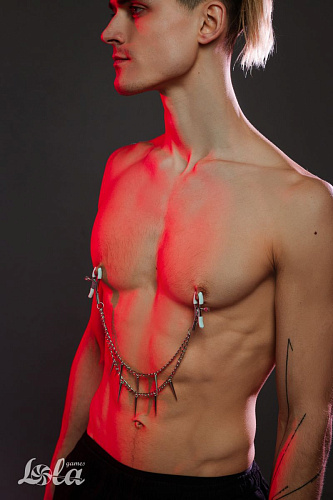 Зажимы на соски с шипами на цепочке Lola toys Spiky 1163-01lola