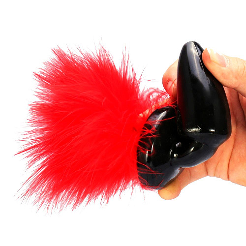 Чёрная пробка с красным хвостиком 4sexdreaM Red Bunny 47002 (11 см)