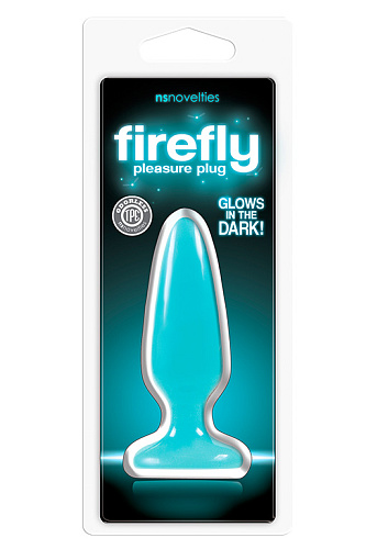 Голубая, светящаяся в темноте пробка NS Novelties Firefly Pleasure Plug Small NSN-0475-27 (10,1 см)