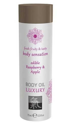 Съедобное массажное масло с ароматом малины и яблока Shiatsu 67022
