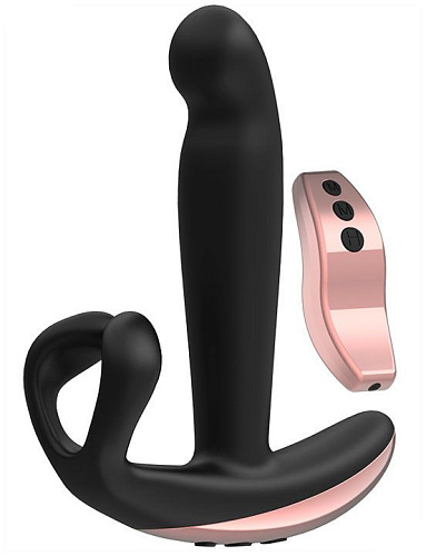 Чёрный анальный вибратор с дополнительным стимулятором ML Creation Remote Hunter ML45 (16,4 см)